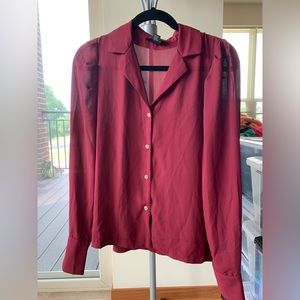 Forever 21 maroon color chiffon button down shirt - size M